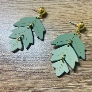 1 pair Gradient Leaf Shaped Dangle Earrings, Nature inspired Stud Earrings